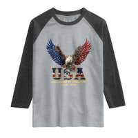 250 Years USA Majestic Bald Eagle Raglan Shirt American Flag Wings Patriotic Semiquincentennial 250th Anniversary
