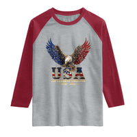 250 Years USA Majestic Bald Eagle Raglan Shirt American Flag Wings Patriotic Semiquincentennial 250th Anniversary