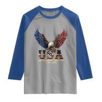 250 Years USA Majestic Bald Eagle Raglan Shirt American Flag Wings Patriotic Semiquincentennial 250th Anniversary
