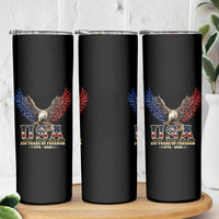 250 Years USA Majestic Bald Eagle Skinny Tumbler American Flag Wings Patriotic Semiquincentennial 250th Anniversary
