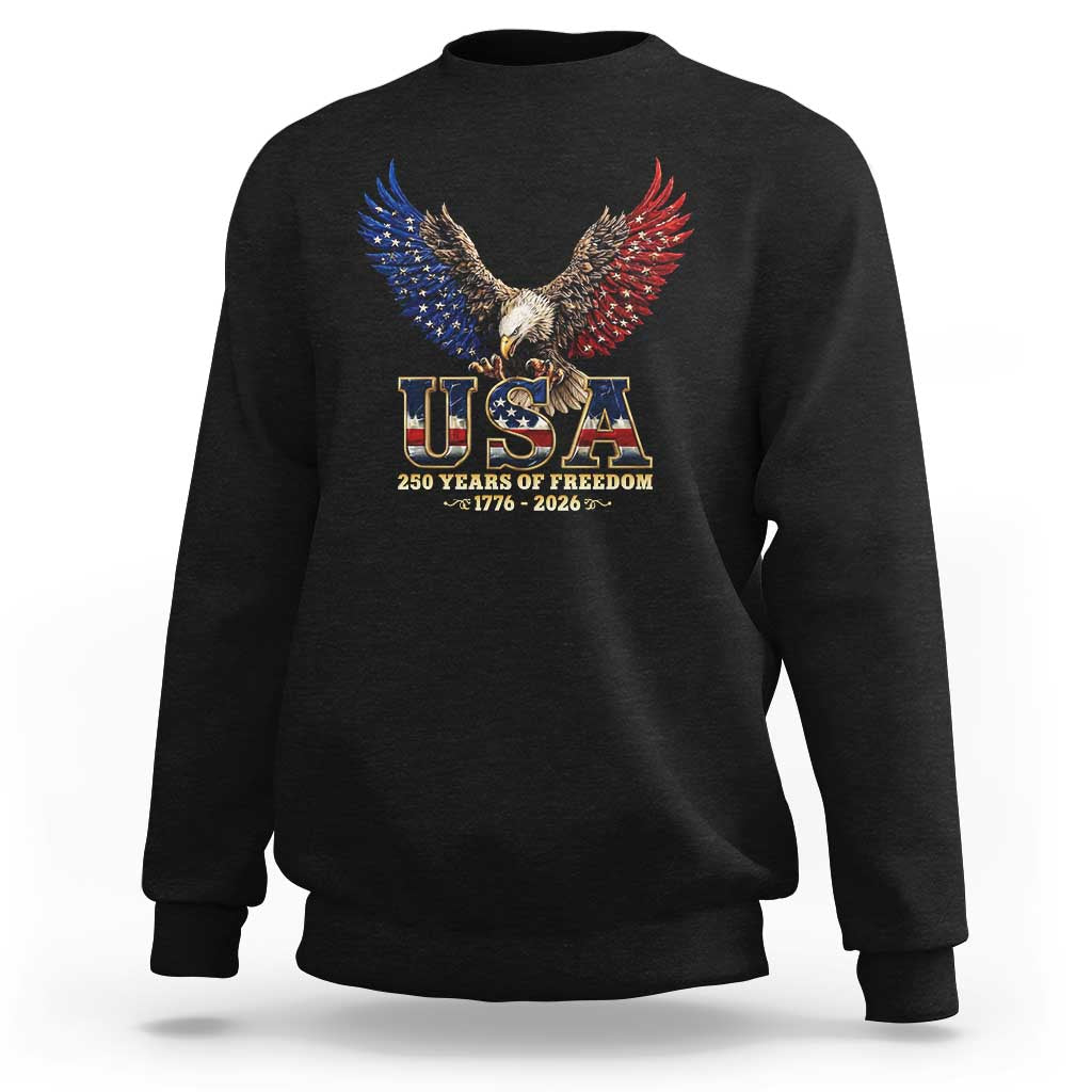 250 Years USA Majestic Bald Eagle Sweatshirt American Flag Wings Patriotic Semiquincentennial 250th Anniversary