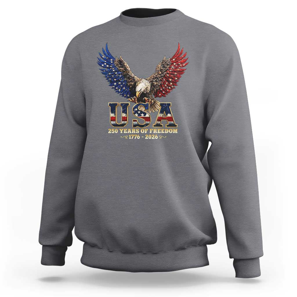 250 Years USA Majestic Bald Eagle Sweatshirt American Flag Wings Patriotic Semiquincentennial 250th Anniversary