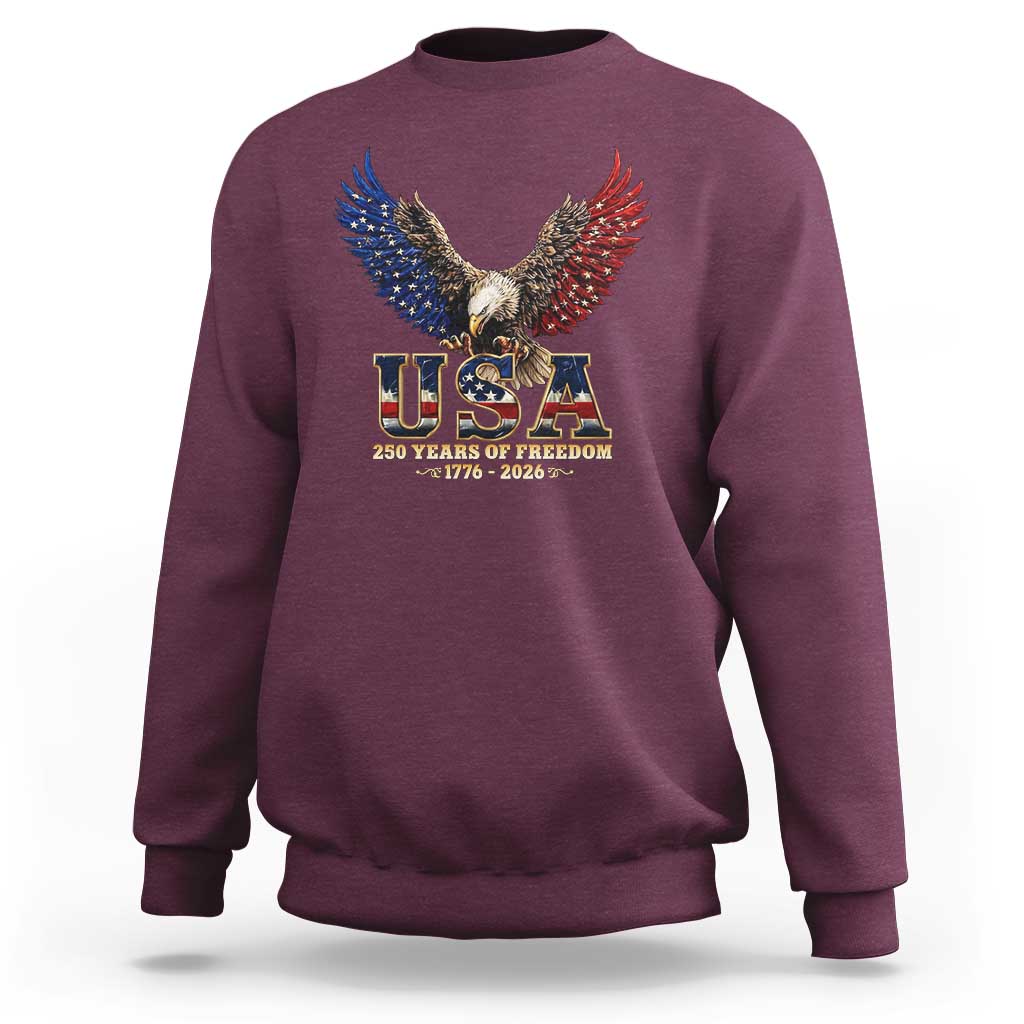 250 Years USA Majestic Bald Eagle Sweatshirt American Flag Wings Patriotic Semiquincentennial 250th Anniversary