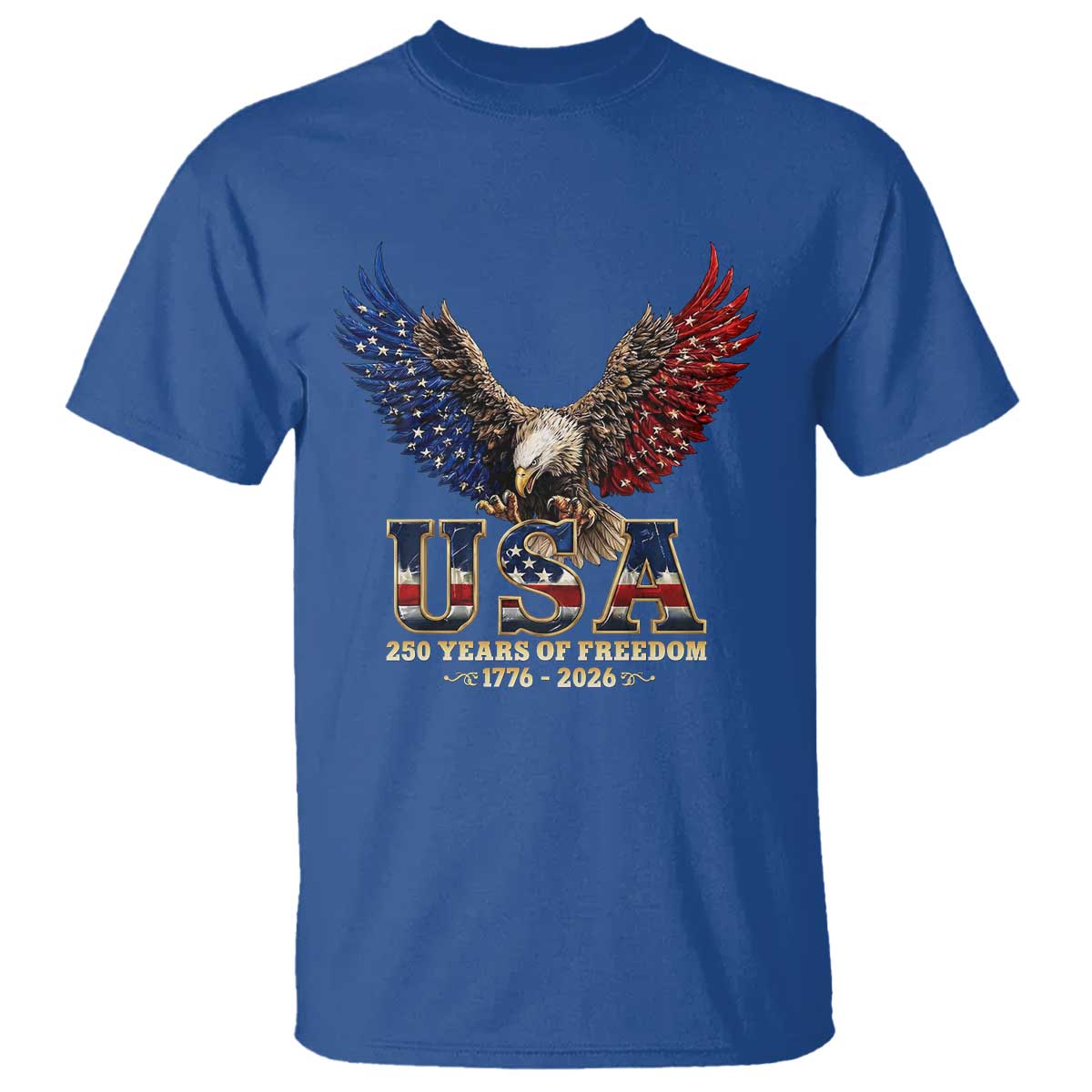 250 Years USA Majestic Bald Eagle T Shirt American Flag Wings Patriotic Semiquincentennial 250th Anniversary