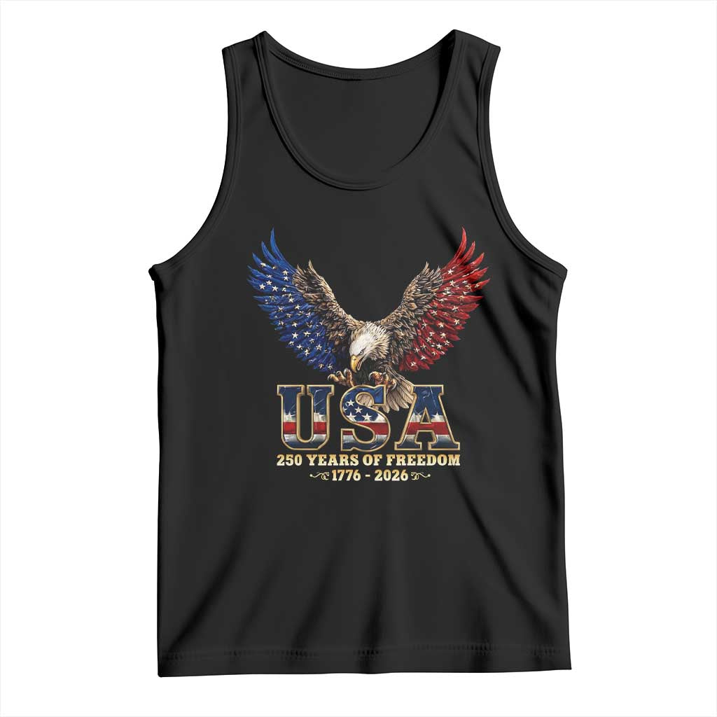 250 Years USA Majestic Bald Eagle Tank Top American Flag Wings Patriotic Semiquincentennial 250th Anniversary