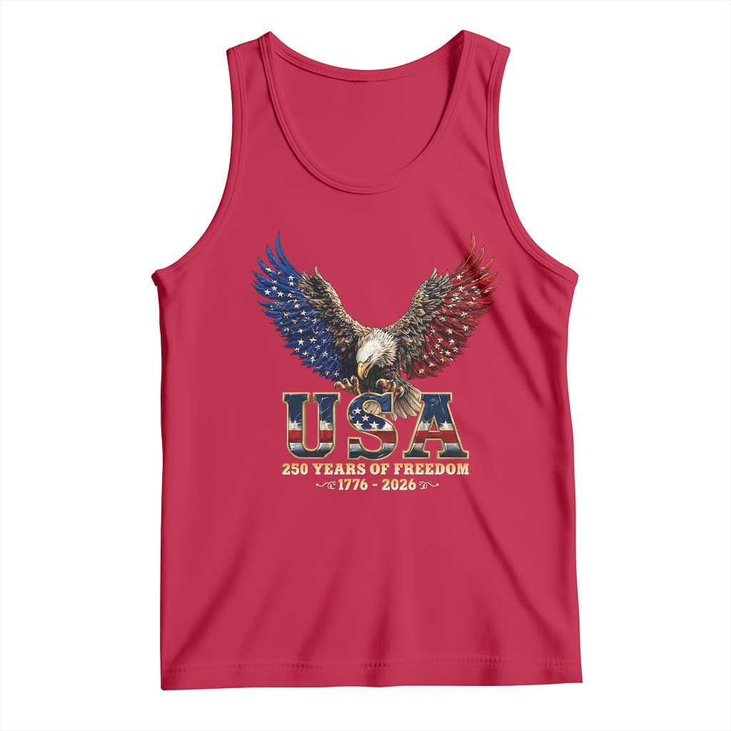 250 Years USA Majestic Bald Eagle Tank Top American Flag Wings Patriotic Semiquincentennial 250th Anniversary