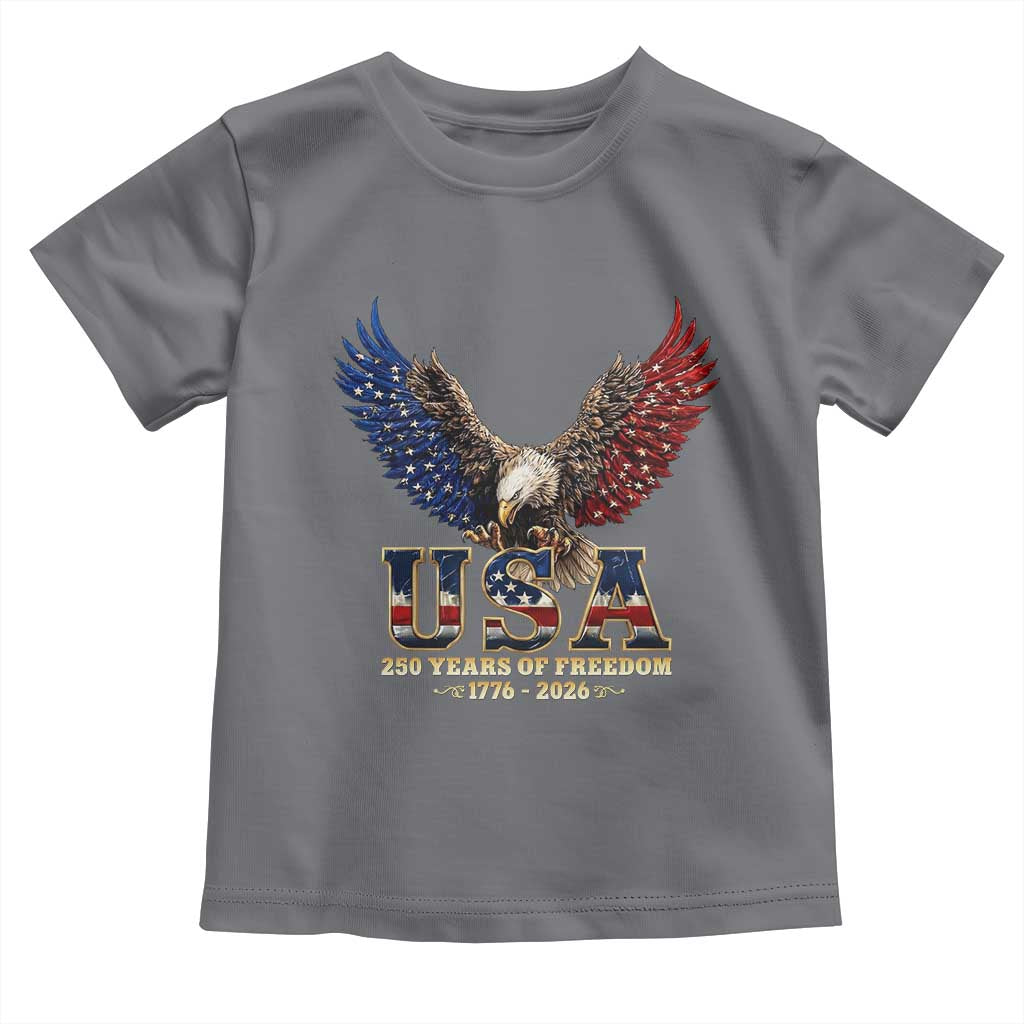 250 Years USA Majestic Bald Eagle Toddler T Shirt American Flag Wings Patriotic Semiquincentennial 250th Anniversary