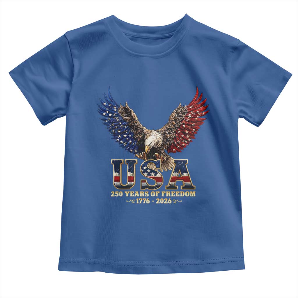 250 Years USA Majestic Bald Eagle Toddler T Shirt American Flag Wings Patriotic Semiquincentennial 250th Anniversary