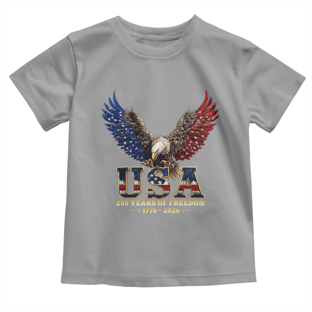 250 Years USA Majestic Bald Eagle Toddler T Shirt American Flag Wings Patriotic Semiquincentennial 250th Anniversary