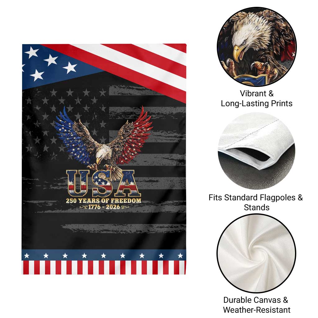 250 Years USA Majestic Bald Eagle Patriotic Garden Flag American Flag Wings Patriotic Semiquincentennial 250th Anniversary