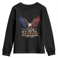 250 Years USA Majestic Bald Eagle Youth Sweatshirt American Flag Wings Patriotic Semiquincentennial 250th Anniversary