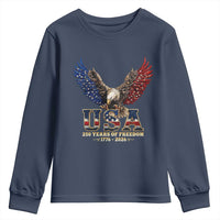 250 Years USA Majestic Bald Eagle Youth Sweatshirt American Flag Wings Patriotic Semiquincentennial 250th Anniversary