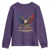 250 Years USA Majestic Bald Eagle Youth Sweatshirt American Flag Wings Patriotic Semiquincentennial 250th Anniversary