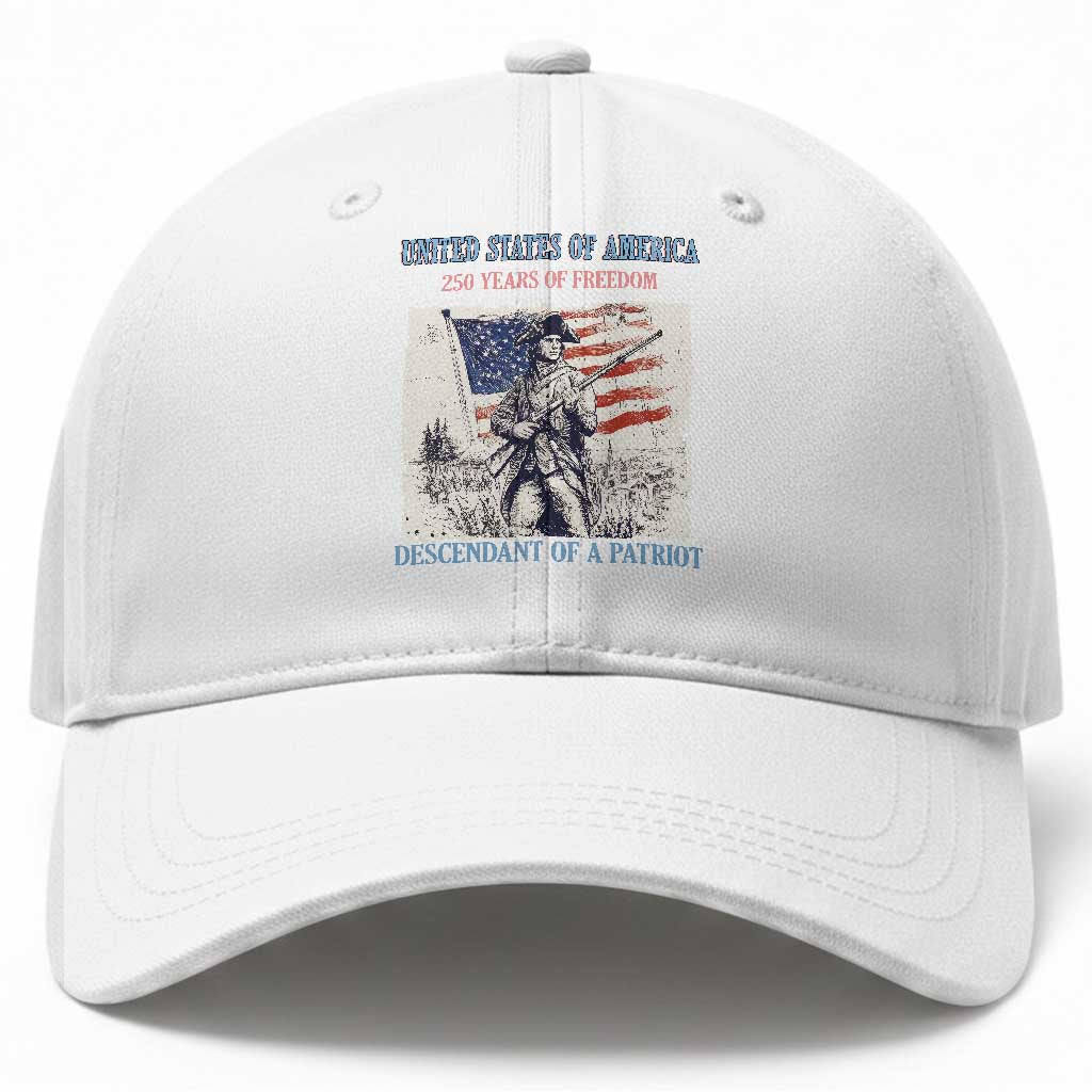 Custom Name Descendant of a Patriot USA 250 Years of Freedom Personalized Baseball Cap 1776-2026 Revolutionary War Heritage