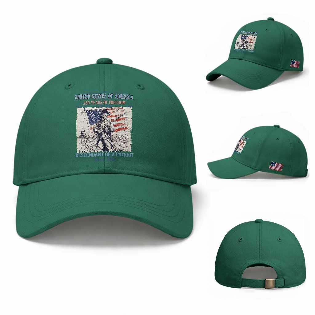 Custom Name Descendant of a Patriot USA 250 Years of Freedom Personalized Baseball Cap 1776-2026 Revolutionary War Heritage