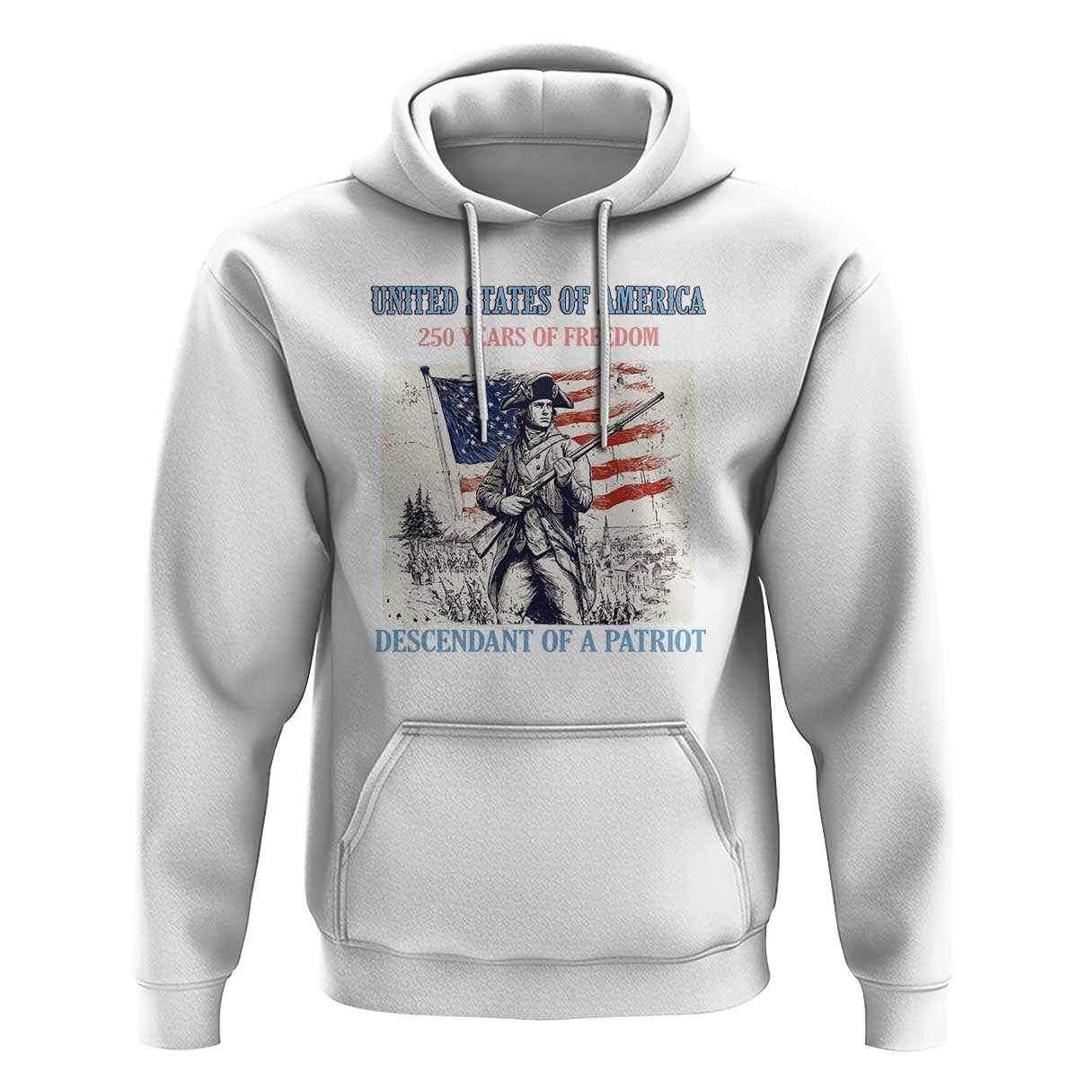 Custom Name Descendant of a Patriot USA 250 Years of Freedom Personalized Hoodie 1776-2026 Revolutionary War Heritage