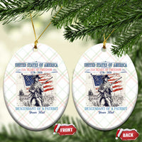 Custom Name Descendant of a Patriot USA 250 Years of Freedom Personalized Ceramic Ornament 1776-2026 Revolutionary War Heritage
