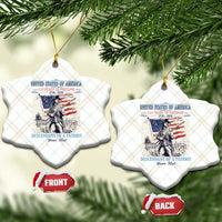 Custom Name Descendant of a Patriot USA 250 Years of Freedom Personalized Ceramic Ornament 1776-2026 Revolutionary War Heritage