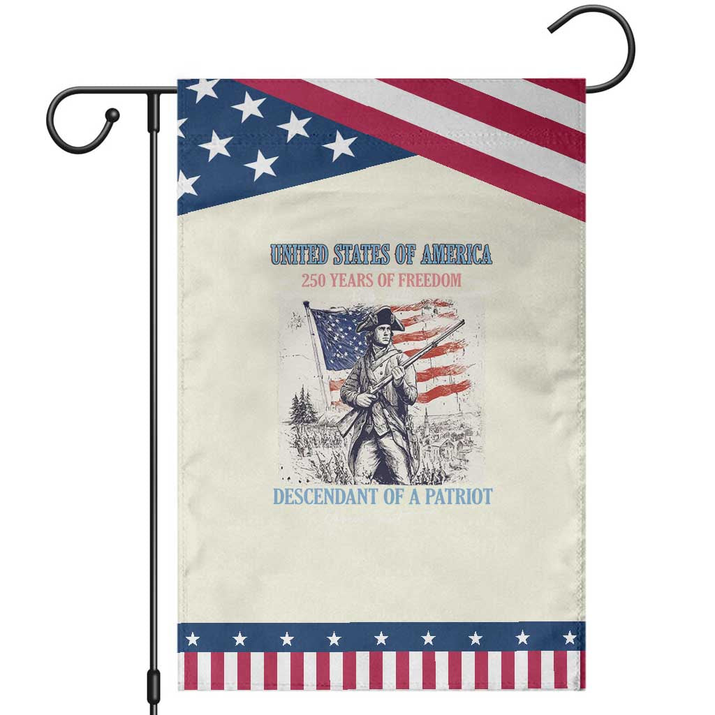 Custom Name Descendant of a Patriot USA 250 Years of Freedom Personalized Patriotic Garden Flag 1776-2026 Revolutionary War Heritage