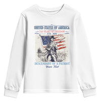 Custom Name Descendant of a Patriot USA 250 Years of Freedom Personalized Youth Sweatshirt 1776-2026 Revolutionary War Heritage