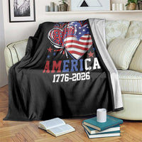 America 1776-2026 Patriotic Hearts Throw Blanket Semiquincentennial 250th Anniversary Red White Blue Stars and Stripes