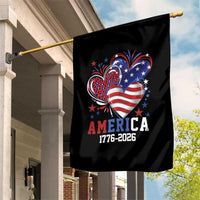 America 1776-2026 Patriotic Hearts Garden Flag Semiquincentennial 250th Anniversary Red White Blue Stars and Stripes