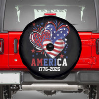 America 1776-2026 Patriotic Hearts Spare Tire Cover Semiquincentennial 250th Anniversary Red White Blue Stars and Stripes