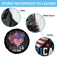 America 1776-2026 Patriotic Hearts Spare Tire Cover Semiquincentennial 250th Anniversary Red White Blue Stars and Stripes