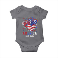 America 1776-2026 Patriotic Hearts Baby Onesie Semiquincentennial 250th Anniversary Red White Blue Stars and Stripes