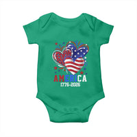 America 1776-2026 Patriotic Hearts Baby Onesie Semiquincentennial 250th Anniversary Red White Blue Stars and Stripes