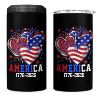 America 1776-2026 Patriotic Hearts 4 in 1 Can Cooler Tumbler Semiquincentennial 250th Anniversary Red White Blue Stars and Stripes