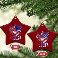 America 1776-2026 Patriotic Hearts Ceramic Ornament Semiquincentennial 250th Anniversary Red White Blue Stars and Stripes