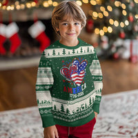 America 1776-2026 Patriotic Hearts Ugly Christmas Sweater Semiquincentennial 250th Anniversary Red White Blue Stars and Stripes