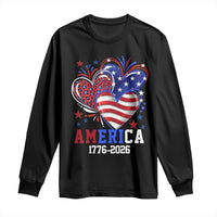 America 1776-2026 Patriotic Hearts Long Sleeve Shirt Semiquincentennial 250th Anniversary Red White Blue Stars and Stripes
