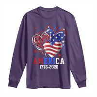 America 1776-2026 Patriotic Hearts Long Sleeve Shirt Semiquincentennial 250th Anniversary Red White Blue Stars and Stripes