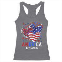 America 1776-2026 Patriotic Hearts Racerback Tank Top Semiquincentennial 250th Anniversary Red White Blue Stars and Stripes