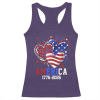 America 1776-2026 Patriotic Hearts Racerback Tank Top Semiquincentennial 250th Anniversary Red White Blue Stars and Stripes