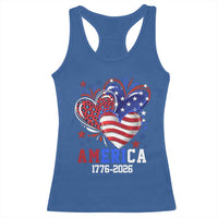 America 1776-2026 Patriotic Hearts Racerback Tank Top Semiquincentennial 250th Anniversary Red White Blue Stars and Stripes