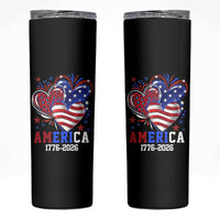 America 1776-2026 Patriotic Hearts Skinny Tumbler Semiquincentennial 250th Anniversary Red White Blue Stars and Stripes