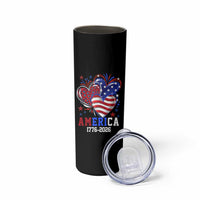 America 1776-2026 Patriotic Hearts Skinny Tumbler Semiquincentennial 250th Anniversary Red White Blue Stars and Stripes