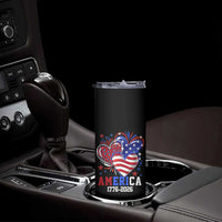 America 1776-2026 Patriotic Hearts Skinny Tumbler Semiquincentennial 250th Anniversary Red White Blue Stars and Stripes