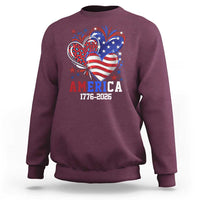 America 1776-2026 Patriotic Hearts Sweatshirt Semiquincentennial 250th Anniversary Red White Blue Stars and Stripes