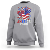 America 1776-2026 Patriotic Hearts Sweatshirt Semiquincentennial 250th Anniversary Red White Blue Stars and Stripes