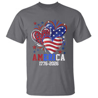 America 1776-2026 Patriotic Hearts T Shirt Semiquincentennial 250th Anniversary Red White Blue Stars and Stripes