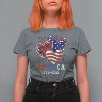 America 1776-2026 Patriotic Hearts T Shirt For Women Semiquincentennial 250th Anniversary Red White Blue Stars and Stripes