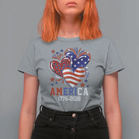 America 1776-2026 Patriotic Hearts T Shirt For Women Semiquincentennial 250th Anniversary Red White Blue Stars and Stripes