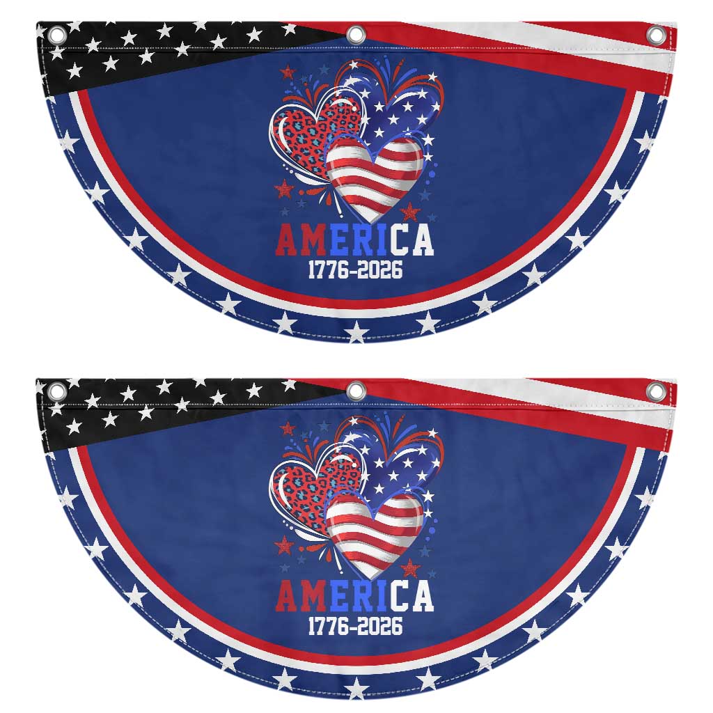 America 1776-2026 American Hearts Patriotic Fan Flag Semiquincentennial 250th Anniversary Red White Blue Stars and Stripes