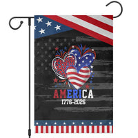 America 1776-2026 Patriotic Hearts Patriotic Garden Flag Semiquincentennial 250th Anniversary Red White Blue Stars and Stripes