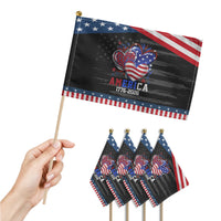 America 1776-2026 Patriotic Hearts Patriotic Handheld Flag Semiquincentennial 250th Anniversary Red White Blue Stars and Stripes