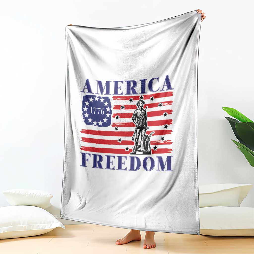 America Freedom 1776 Revolutionary War Throw Blanket Minuteman Betsy Ross Flag Patriotic History